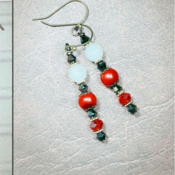 artisan earrings 450#mfs NEW boho red black hatpin victorian earrings Antique.Br - Picture 1 of 6